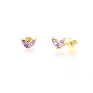 Elegante goldene S925 Sterlingsilber Ohrstecker mit lilafarbenen Schmucksteinen