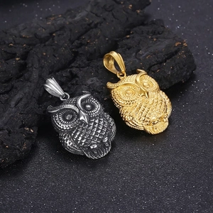 Owl Pendant Necklace 316L Stainless Steel Punk Retro Gothic Animal Jewelry For Men Women Hypoallergenic