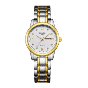 ORUSS 1853 gold and silver quartz watch with white dial and date display