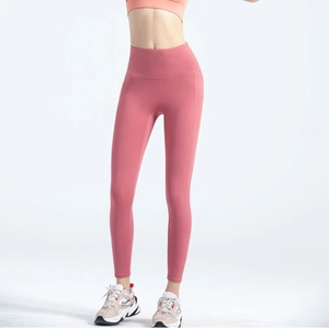 Rosafarbene High-Waist Yoga-Leggings mit Push-up-Effekt und Bauchweg-Funktion für Sport