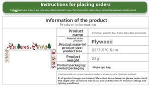Detail showing Santa Claus and Christmas tree wooden door frame decoration specs