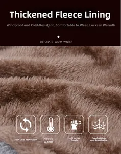 Détail de la doublure polaire thermique épaisse marron pour bonnet et écharpe d'hiver