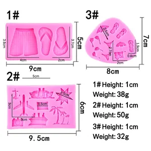 Moldes de silicona tema playa con chanclas y formas de verano para decorar pasteles