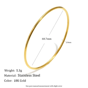 Detailed sizing of 18K gold plated stainless steel ring bracelet with 60.7mm inner diameter