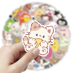 60 pieces of cute waterproof cartoon cat stickers for decorating phone cases and laptops