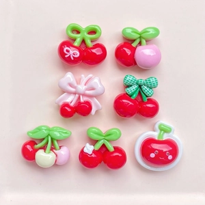 Mini Cherry Charms Resin Fruit DIY Jewelry Making Accessories For Hair Clips Phone Case Decoration Sweet Style Flatback