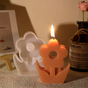 Molde creativo de silicona para velas aromáticas con diseño de tulipán para proyectos DIY