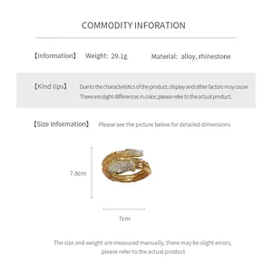 Size chart for snake-shaped alloy bracelet featuring 7.8cm height and 29.1g weight detail