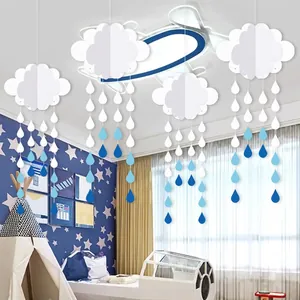 3D cloud and raindrop hanging decorations for birthday party or nursery decor