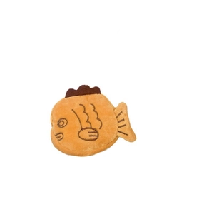 Cute Taiyaki plush coin purse in bright orange fish shape with embroidery detail