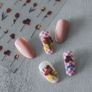 Floral Nail Stickers Ultra Thin Matte Self Adhesive Tulip Rose DIY Manicure Art Decoration For Women