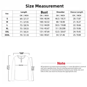 Detailed size chart for men quick-dry polo shirt including measurements in CM and INCH