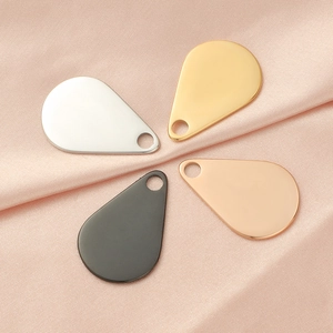 Polished stainless steel water drop pendants in four colors for DIY jewelry making