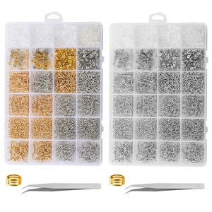 Gold and silver DIY earring making kits with ear hooks, jump rings and tools in organizers