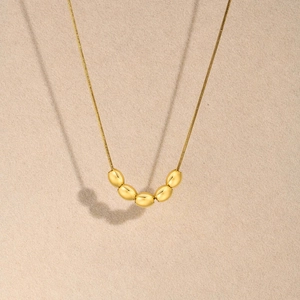 Minimalist Stainless Steel 18K Gold Plated Bead Necklace For Women Elegant Round Snake Chain Choker Fashion Jewelry Gift