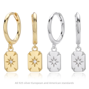 925 Sterling Silver Eight-Pointed Star Stud Earrings For Women With Zirconia Gold Silver Plated Fashion Jewelry Gift