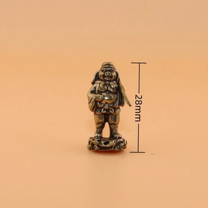 Miniature brass Zhu Bajie figurine from Journey to the West on cloud base, 28mm tall