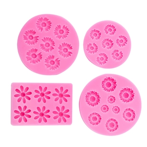 Lot de moules en silicone marguerites roses pour décoration de gâteaux et pâtisserie