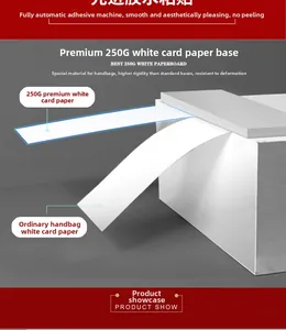 Detail showing the thick 250g white cardboard material and stiff bottom of the gift bag
