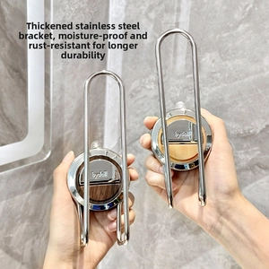 Detail of wall-mounted waterproof phone holders with sturdy stainless steel U-shaped hooks
