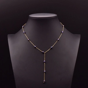 Natural Freshwater Black Artificial Pearl 925 Sterling Silver Y-Shaped Necklace Gold Plated Vintage Clavicle Chain For Women