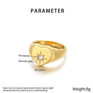 Detailliertes Parameterdiagramm für den 12mm goldenen Herz-Stern-Ring aus Edelstahl