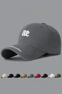 Detail of cotton baseball cap embroidery and various color options for spring