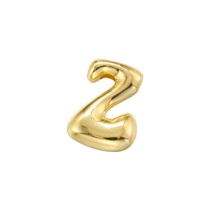 Polished gold bubble letter Z pendant charm with a three-dimensional puffy design