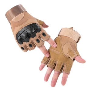 Tactical half-finger gloves with protective hard knuckles and anti-slip padded palms