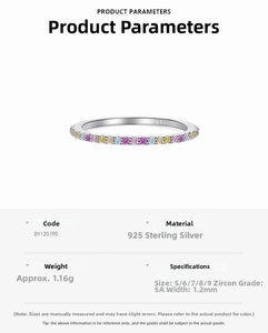Detailed view of S925 sterling silver ring with colorful 5A cubic zirconia stones