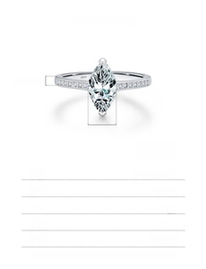 Detail view of 1.00Ct marquise-cut 925 sterling silver ring with specific dimensions