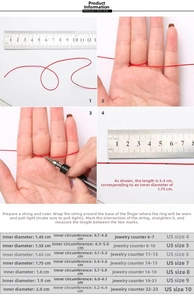 Detailed sizing chart and measurement guide for titanium steel zircon rings US sizes 4-10