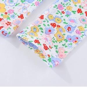 Toddler floral leggings featuring colorful print on soft cotton with neat stitching detail