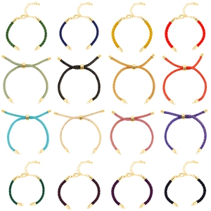 Handmade woven cord bracelets in 16 colors with gold-tone lobster clasps and chains