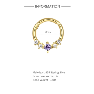 Detail specifications of 8mm S925 sterling silver star ring with purple zirconia