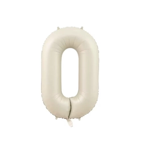 Creamy beige number 0 aluminum foil balloon for birthday party decorations, 32-40 inch size