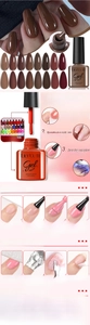Detailed guide on brown gel polish application steps and removal with 7ml bottle specs