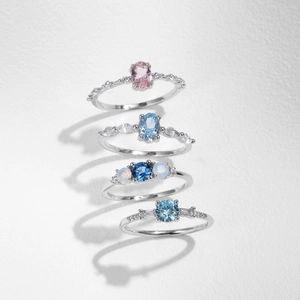 S925 sterling silver crown rings set with opal and colorful crystal gemstones