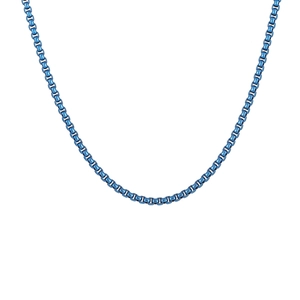 Elegant blue square box chain necklace in minimalist metal style for women