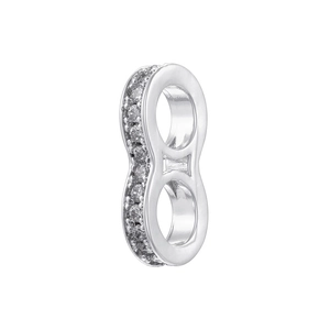 Silver-plated 8-shaped infinity jewelry connector with micro-paved cubic zirconia