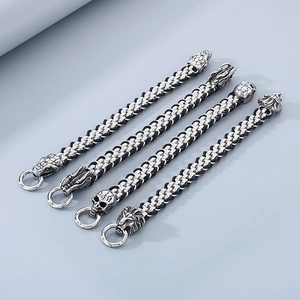 Bracelets hip-hop pour hommes avec pendentifs lion, dragon, serpent et tête de mort