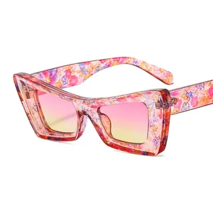 Occhiali Da Sole Cat Eye PC Geometrici Retrò UV400 Protezione Streetwear Party Accessorio Moda Donna Floreale
