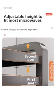 Detail of adjustable kitchen microwave rack showing the 5cm height adjustment range
