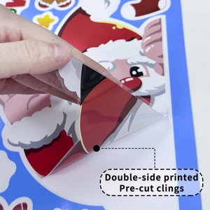 Double-sided Santa Claus window clings with pre-cut design for Christmas decor