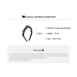 Detailed size chart of the fabric headband showing 15cm dimensions and acrylic butterfly detail