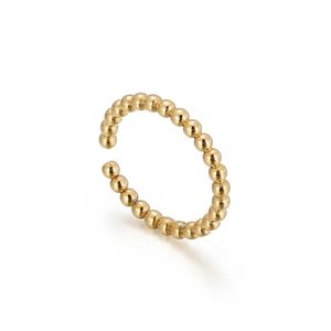 Bague Ouverte En Acier Inoxydable Minimaliste Perles Anneau Réglable Vague D'eau Pour Femmes Bijoux De Mode