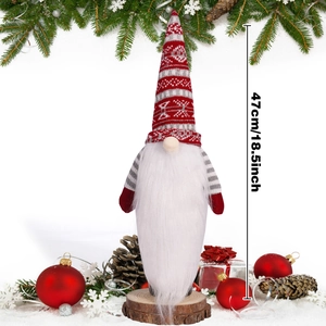 Detail view of a 47cm Christmas gnome doll featuring a snowflake hat and white beard