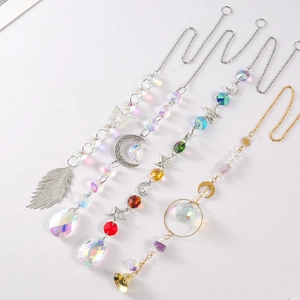 4-piece crystal suncatcher set with stars moon butterflies and bells for garden decor