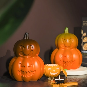 Halloween pumpkin candle silicone mold set with smiling faces for DIY resin crafts