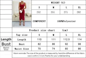 Tabla de tallas con medidas de largo, busto y cintura para el vestido midi ajustado